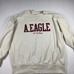American Eagle Cream A EAGLE Let Love Shine Embroidered Sweatshirt medium